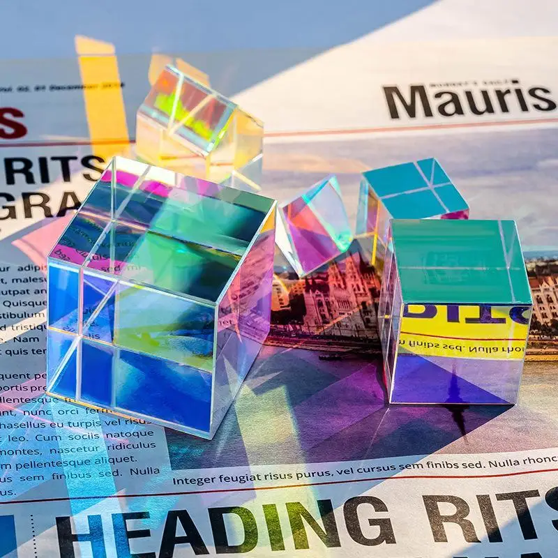 New！Mini K9 Crystal Prism Cube Optical Glass RGB Dispersion Prism X-Cube For Physics Teaching Art Decor Jewelry Making Craft DIY