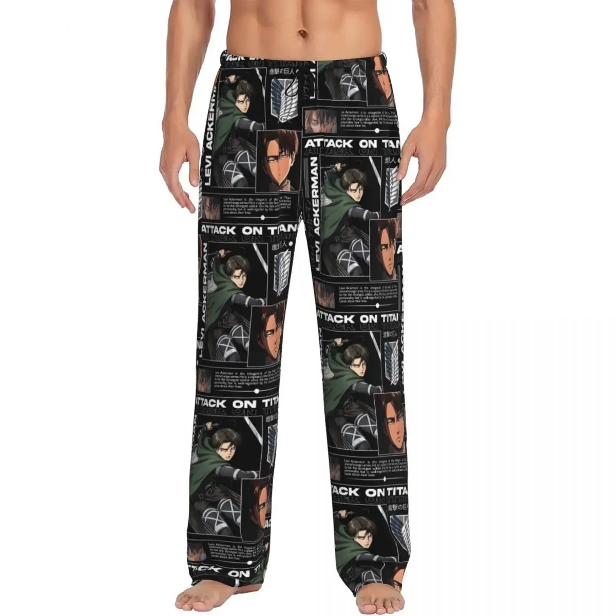 calcas-de-pijama-personalizadas-attack-on-titan-masculinas-com-desenho-de-gigante-aterrorizante-calcas-de-dormir-com-cordao-e-bolsos