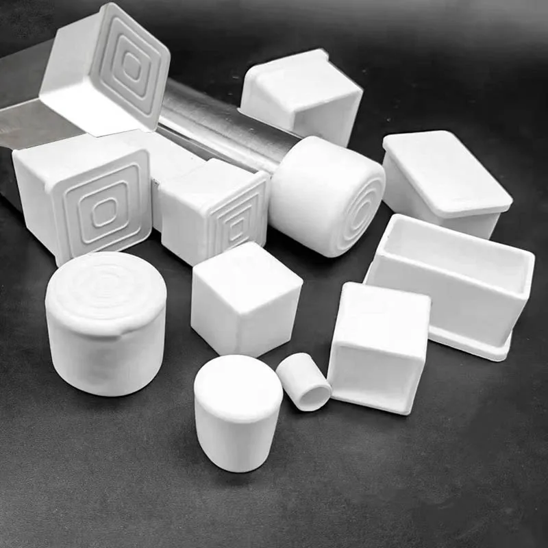 White Chair Table Feet Stick Pipe Tubing End Cover Caps Round/Square PVC Rubber Blanking Cover Seal Stopper Furniture Leg Pads