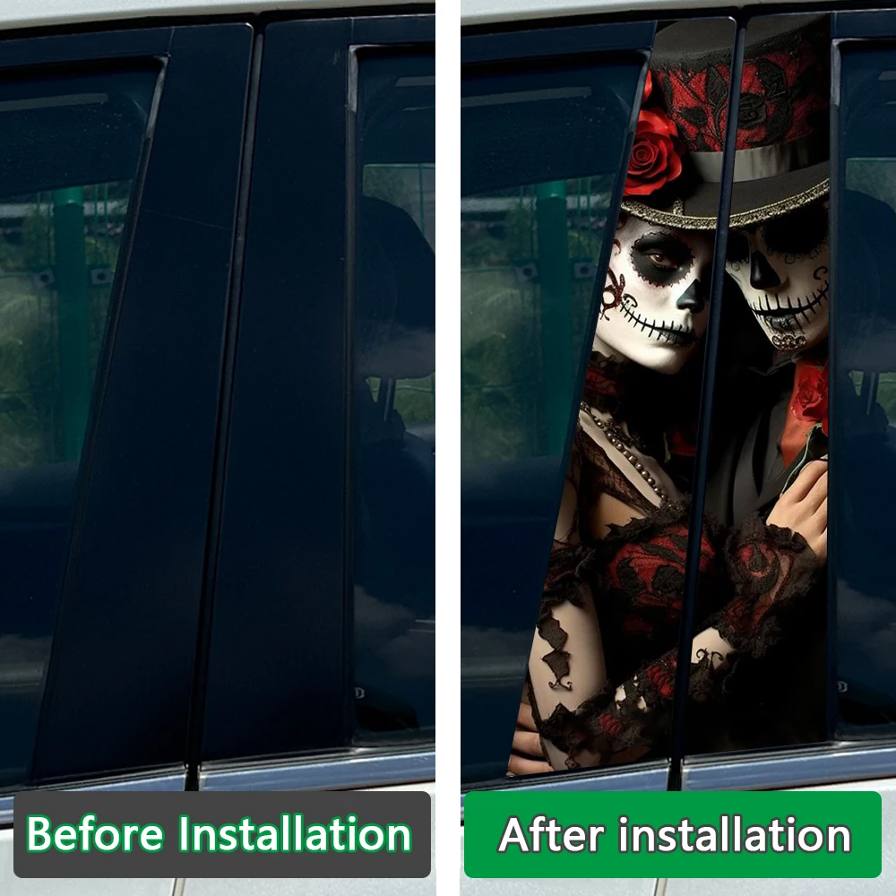 Gothic Skull CP Sticker B-pillar Sunscreen DIY Auto Center Column Cover Scratches Car Stickers Cartoon Decoration Accessories