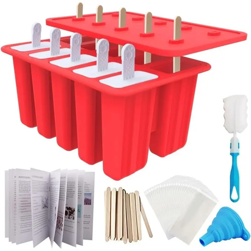 B23B Homemade Molds,10 Silicone Ice Maker Includes Sticks Bags Funnel Brush And Ice Recipe