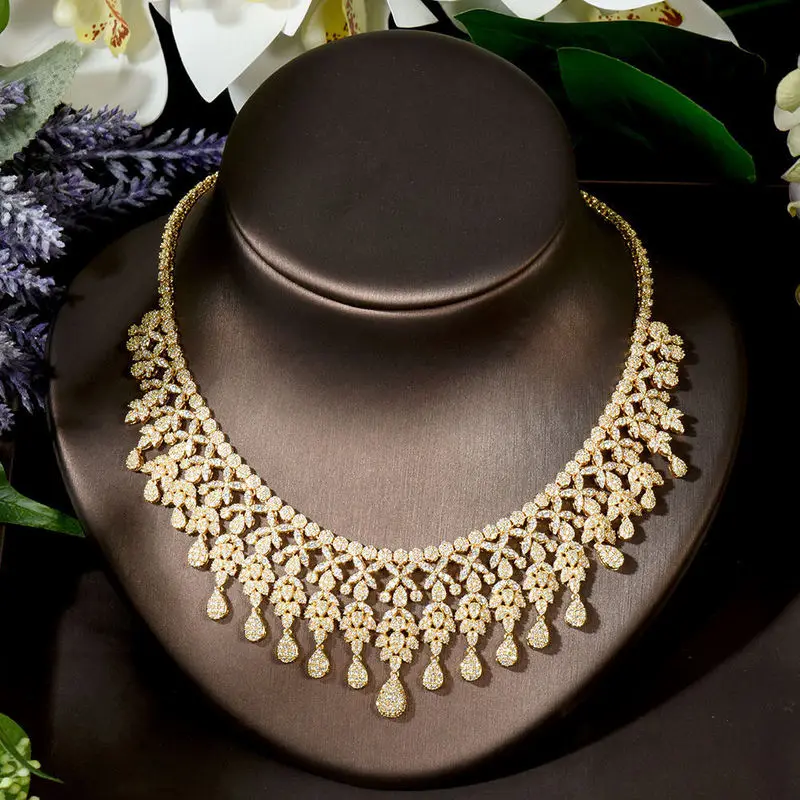 Copper electroplated with goldSparkle CZ Statement Bridal Set Luxury Wedding Gala Hot