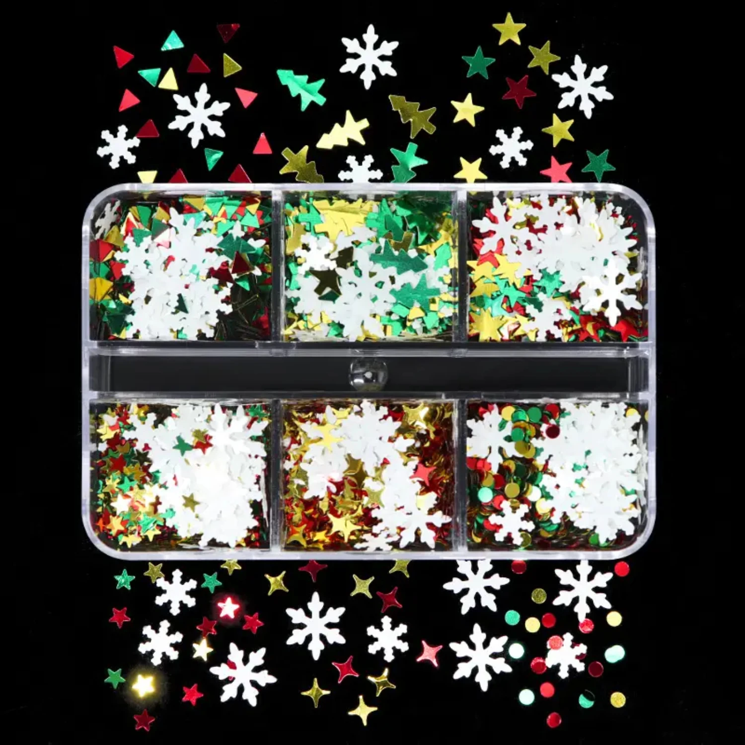 Christmas Colorful  Snowflake Nail Stickers, Golden Color Laser Ultra-thin Sequins Nail Decoration Patches