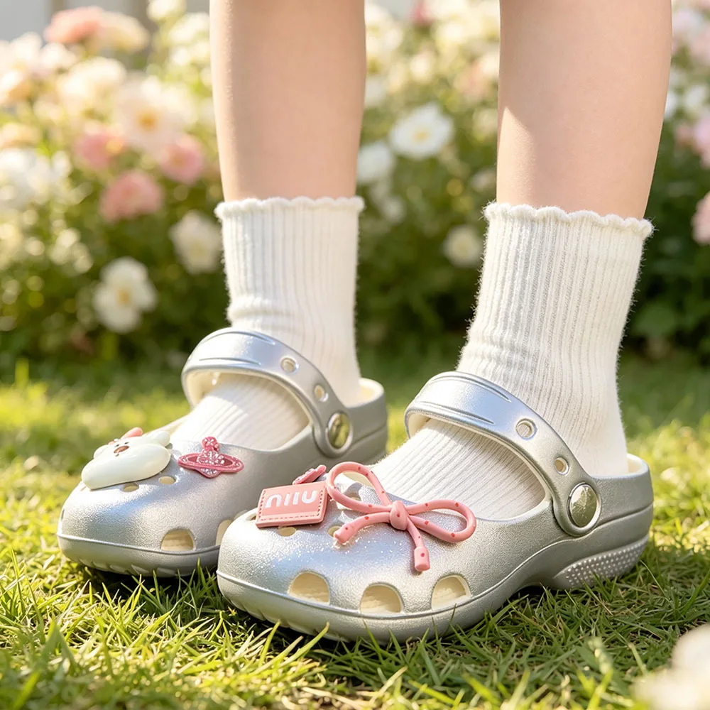 2026 Kinder Mädchen Ballett Mary Jane Clogs Silber Niedliche Bären-Charms Verstellbarer Riemen Rutschfeste Sommer Strand Outdoor Sandalen – Detail 17