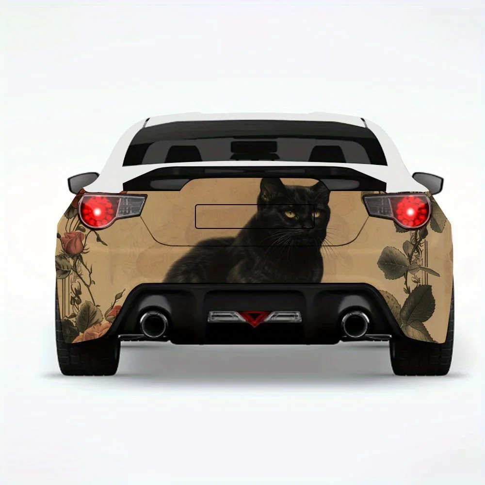 

Загадочная автомобильная наклейка с черным котом-виниловая наклейка на заднюю часть автомобиля, водонепроницаемые самоклеящиеся виниловые наклейки для хвоста и бампера автомобиля, De