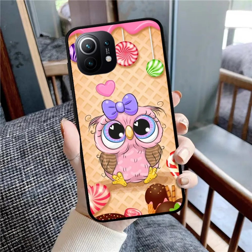 Cartoon Cute Owl Phone Case For Xiaomi Mi 5X 8 9 10 11 12 Lite Pro 10T PocoX3pro PocoM3 Note 10 Pro Lite