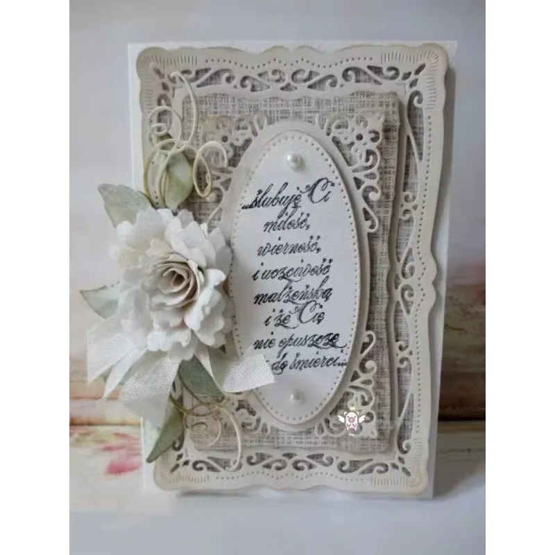Piggy Craft metal cutting dies cut die mold Rectangular lace frame Scrapbook paper craft knife mould blade punch stencils dies