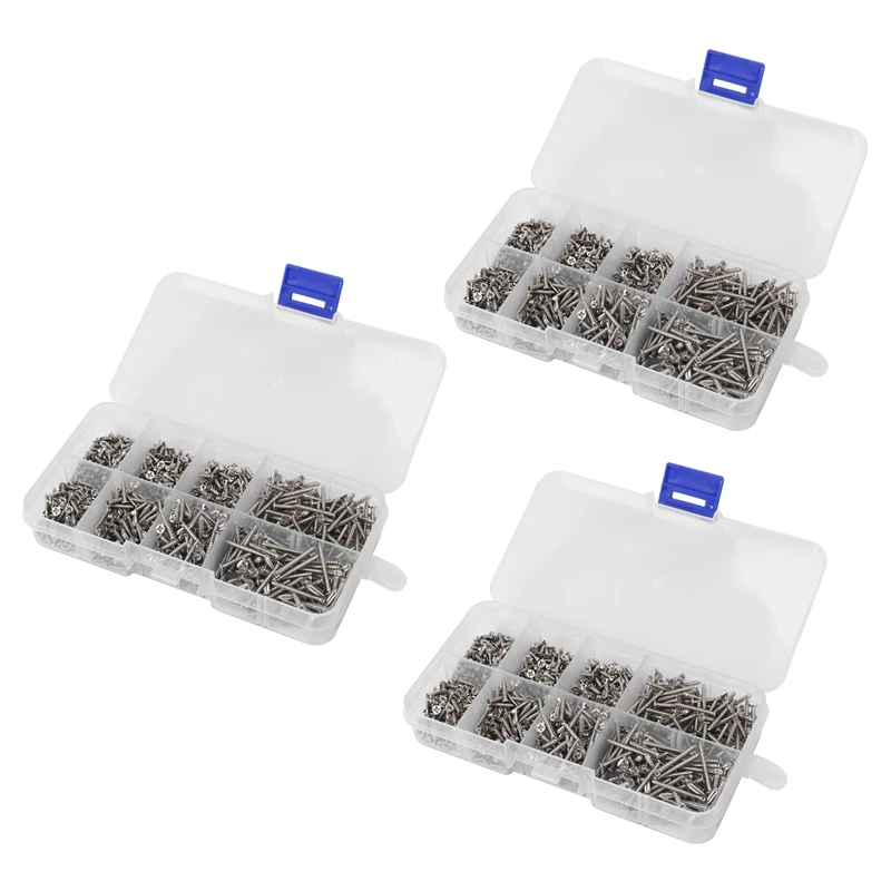 

2400Pcs Stainless Steel Self Tapping Screw Assortment Kit Lock Nut Wood Thread Nail Screw Sets M2