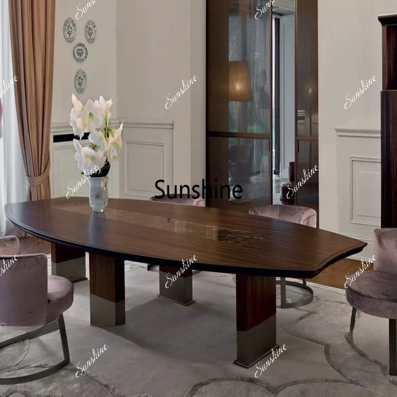 

Oval light luxury Nordic postmodern dining table, simple combination