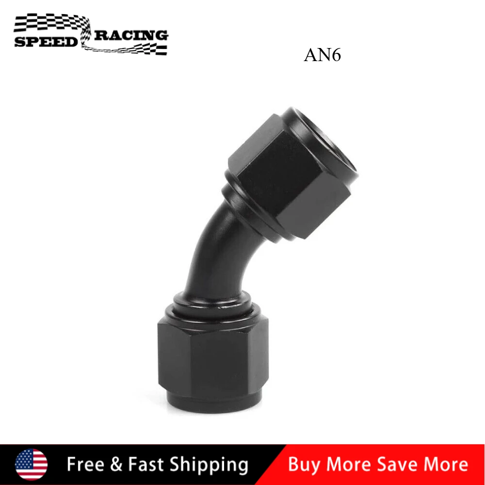AN6 أنثى إلى AN6 أنثى 45 درجة الألومنيوم مقرنة دوارة الاتحاد المناسب محول لزيت الوقود المياه TF-1108