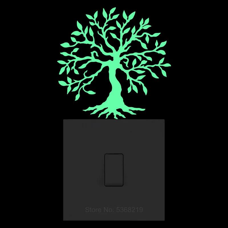 Glow in the Dark Tree Sticker Kid Room Wall Switch Decoration Shop Window Fridge Bathroom Door Laptop Phone Car Body Vinyl Decal