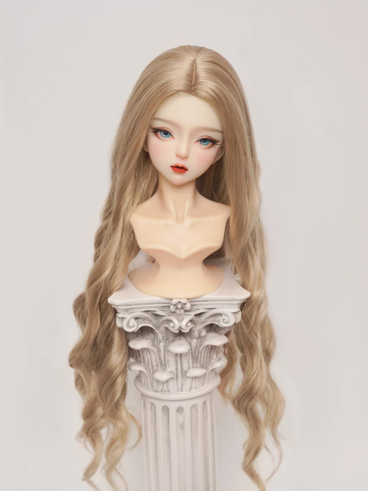 BJD doll wig suitable for 1/3 1/4 1/6 size cute doll wig soft silk hand hook middle parting large wave doll accessories