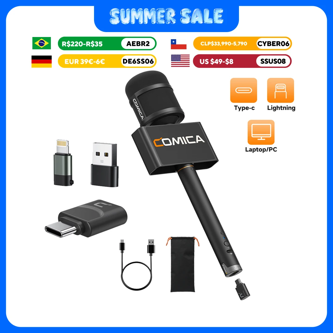 

COMICA Revo S Cardioid Wireless Interview Microphone for Smartphone 48kHz/24bit Noise Reduction Outdoor Interview Microphone