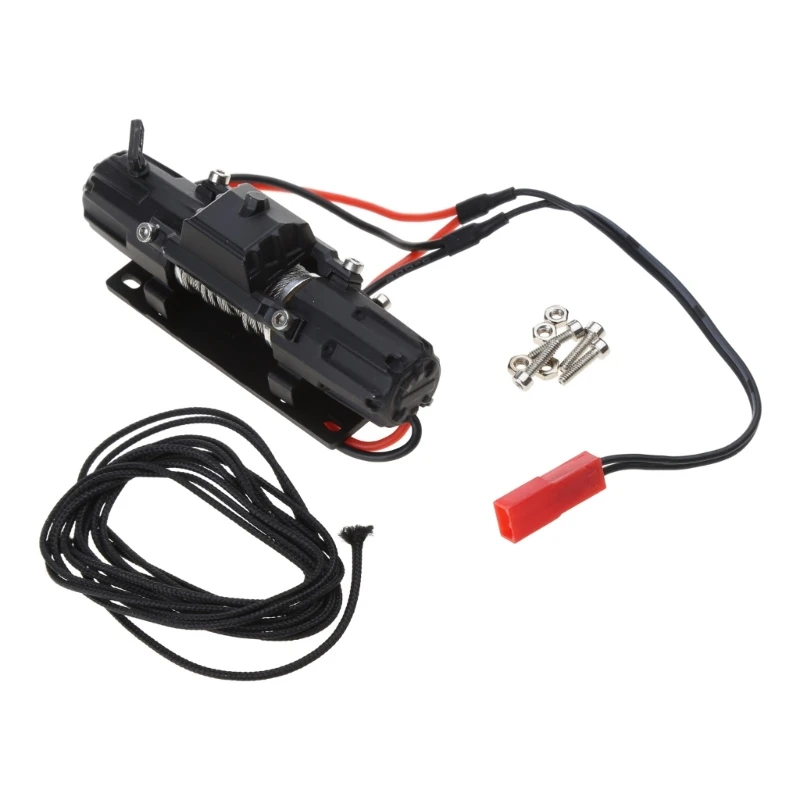 Car Dual Motor Accessory with Loaded Hook and Winch Rope for 1/10 Crawlers