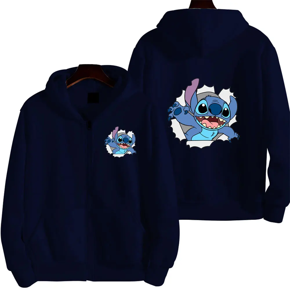 Disney Cute Princess Costume Star and Stitch Women\'s Oversized Jacket Zipper Hoodie Ladies Winter Warm Loose Outerwear Clothing