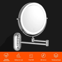 8-Inch Wall-Mounted Fill Light Makeup Double-Sided Bathroom Mirror With LED Color Temperature Control 3X/5X/7X/10X Magnified