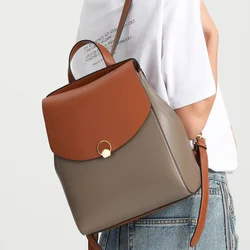 Backpack 2024 autumn and winter new women's oil wax leather backpack casual small schoolbag Fashion sweet leather small backpack