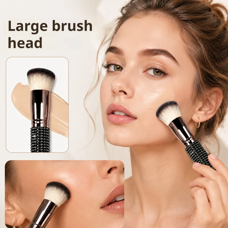 Portable Travel Makeup Brushes 4pcs, Glitter Diamond Handle Mini Cosmetic Brush Set, Eyeshadow Blending Concealer Facial Brush