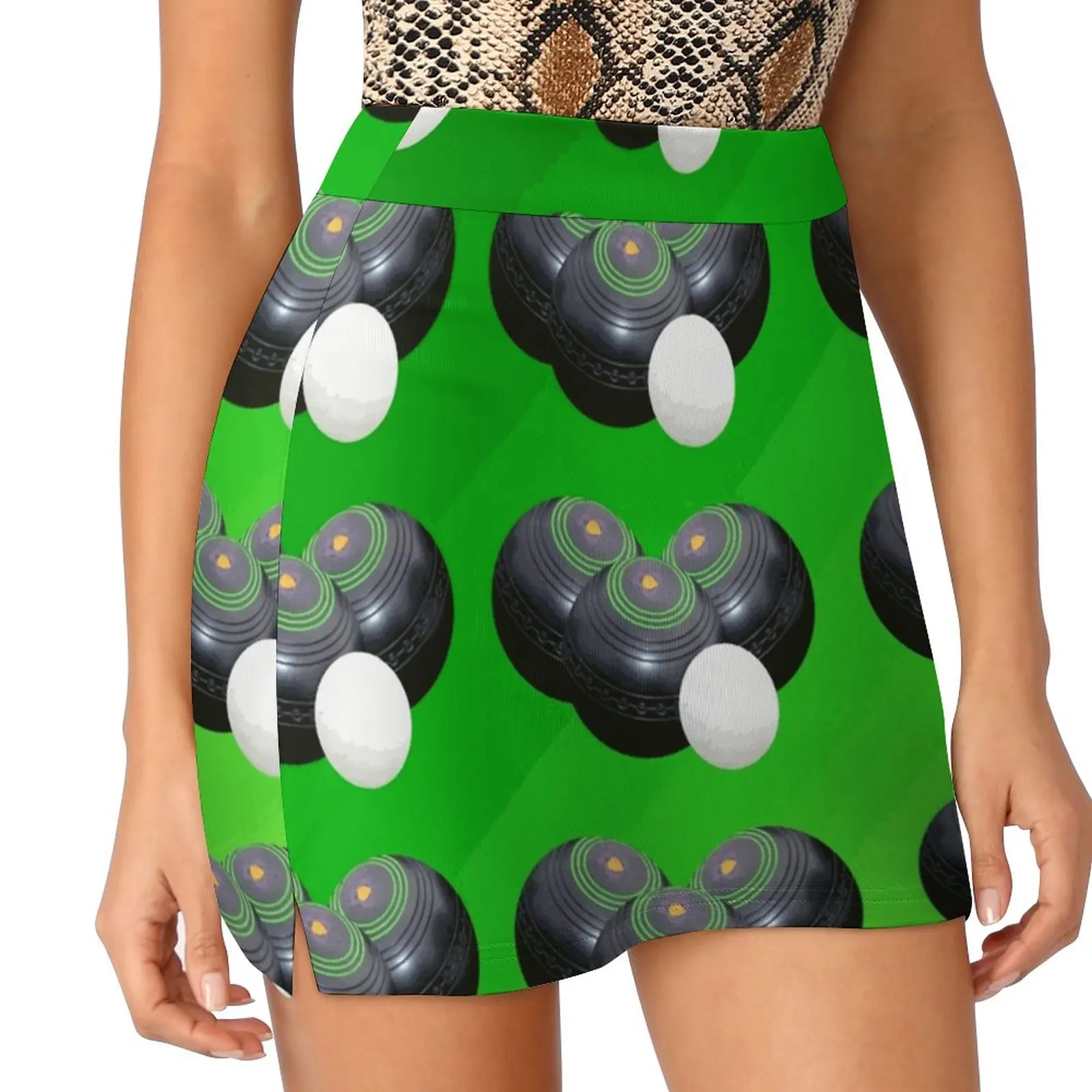 

Hot Green Lawn Bowls Pattern , Women's skirt Mini Skirts A Line Skirt With Hide Pocket Lawn Bowls Bowling Game Lawn Bowls