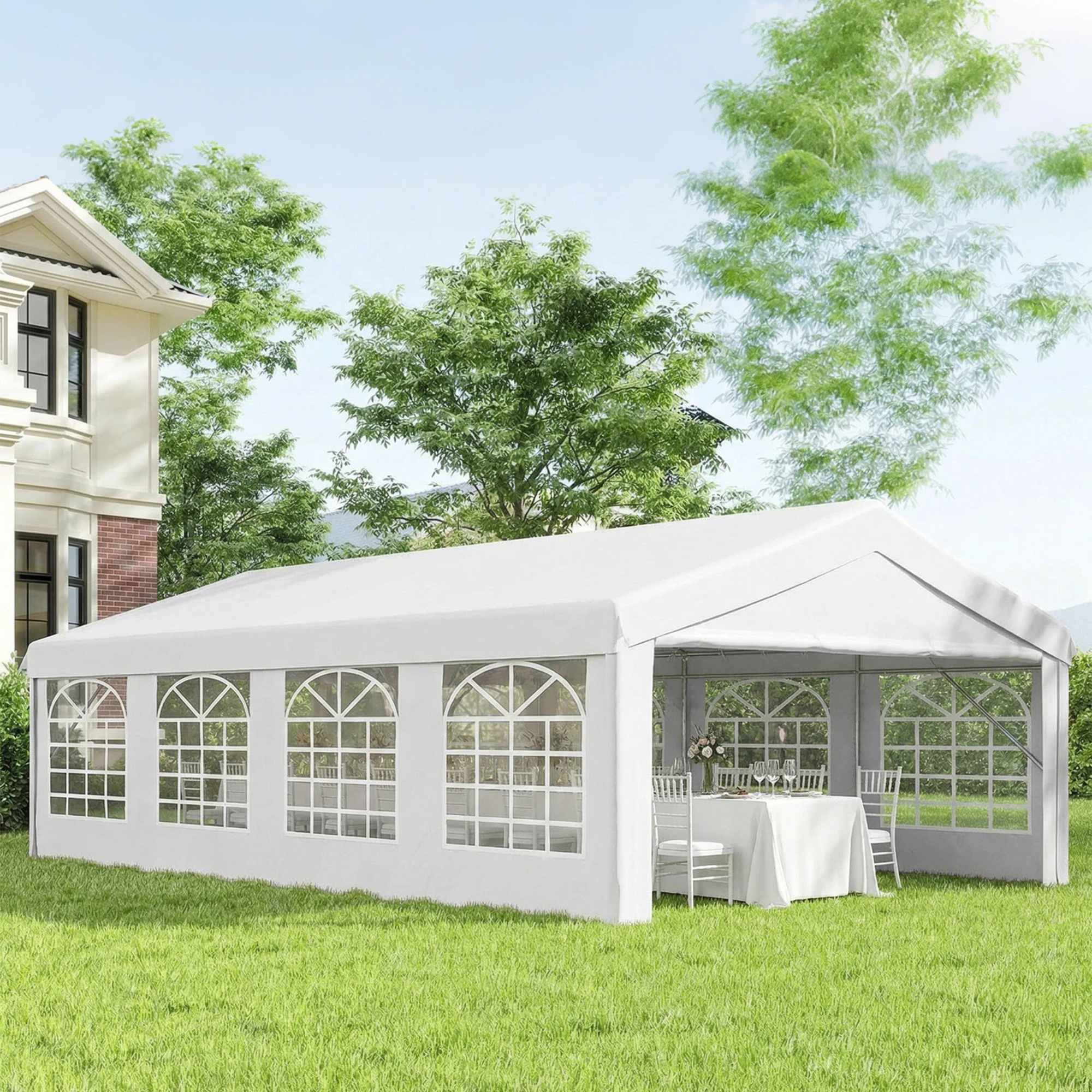 13’x26’ Gazebo Party Tent  Pop Up Tent with 4 Sidewalls White