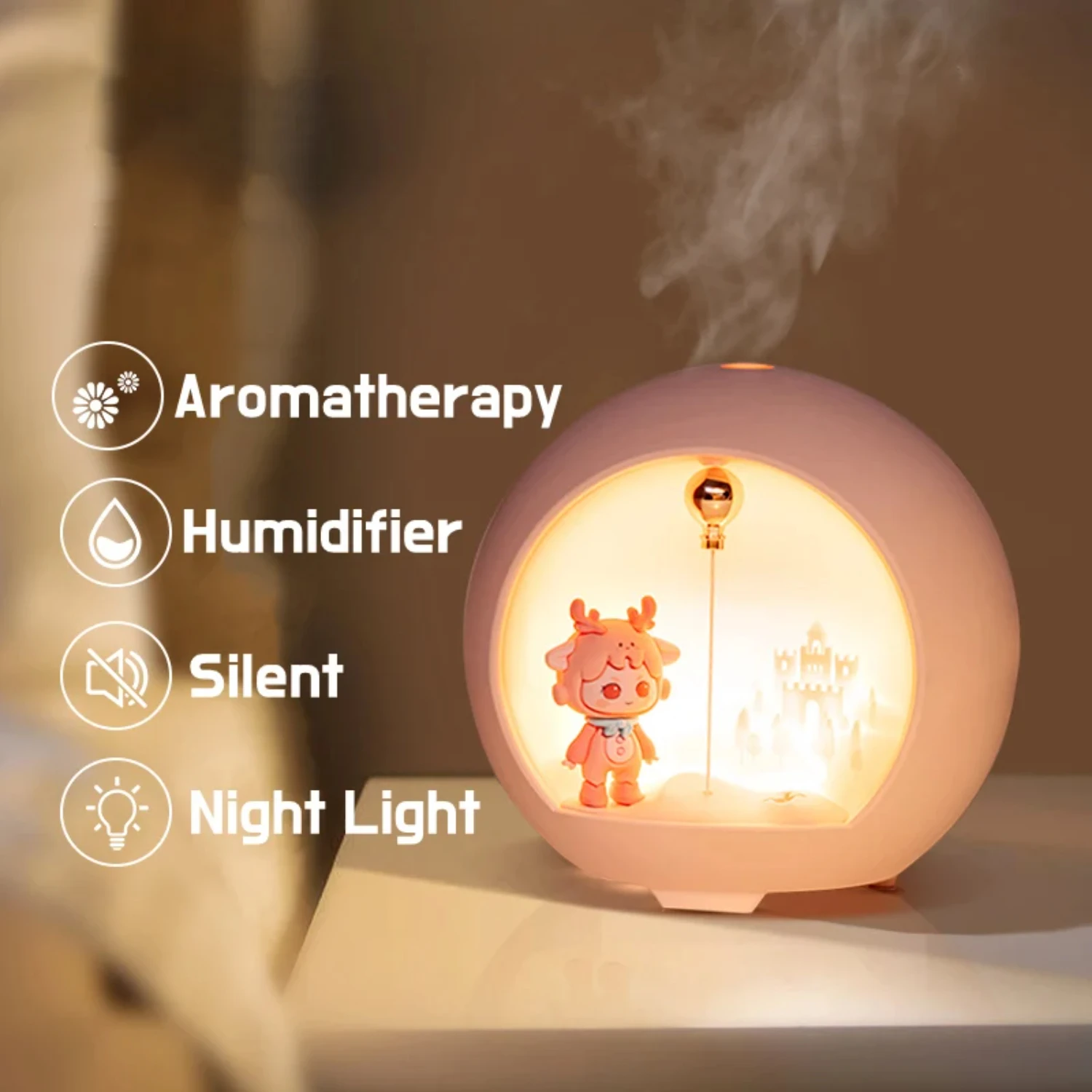 Compact Mini USB Aromatherapy Diffuser with Warm Lamp - Office Essential Oil Humidifier and Fragrance Machine for Compact Table 