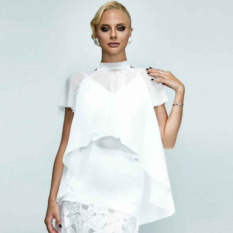 Volwassenen Latin Dansvoorstelling Kostuums Wit Onregelmatige Top Kanten Rokken Dames Rumba Ballroom Danswedstrijd Slijtage SL13439