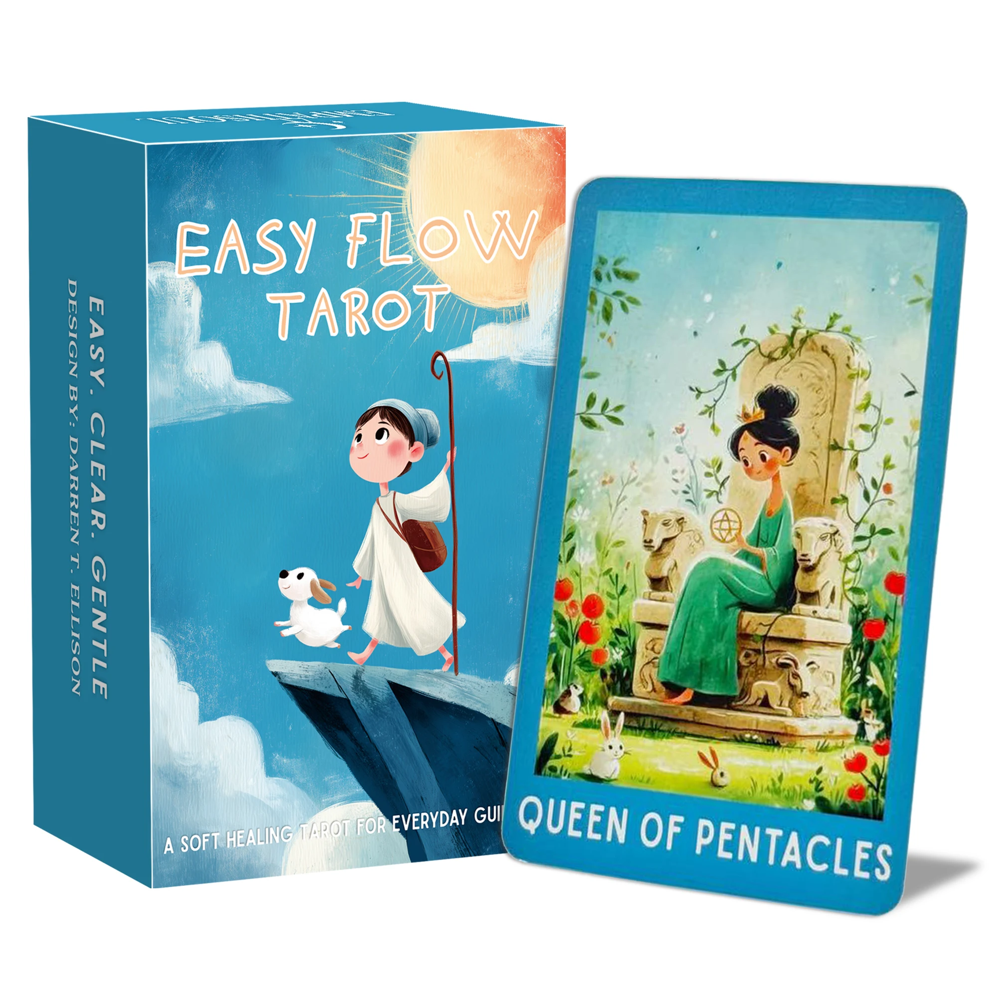 78 Tarot Cards Set, Easy Flow Tarot, Modern Illustrations Design, with Guidebook, Tarot Cards for Beginners, Card Games, 12*7cm