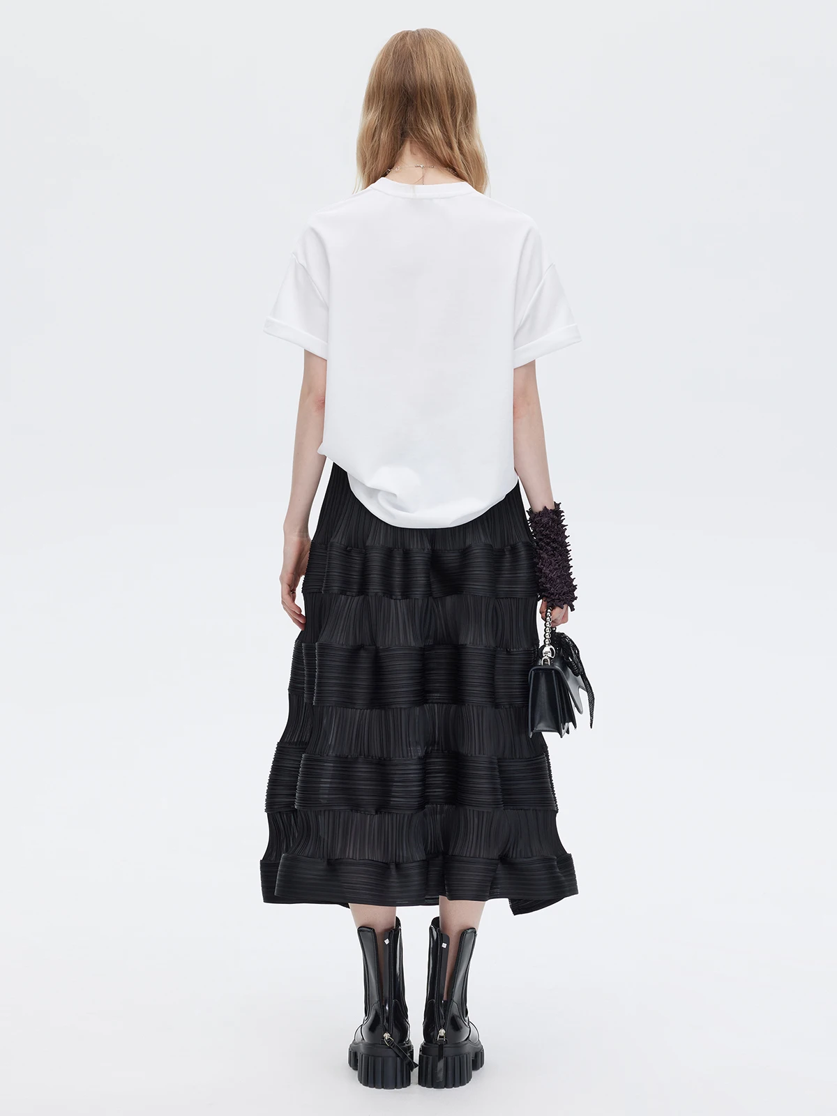 Jupe fine pour femmes, nouvelle jupe longue plissée noire taille haute pour les déplacements à la mode, début d'automne