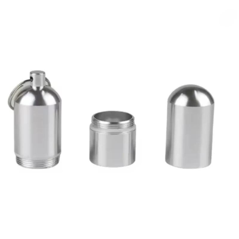 Waterproof Aluminum Pill Box Case Bottle Cache Drug Holder for Traveling Camping Container Keychain Medicine Box Health Care - view 3