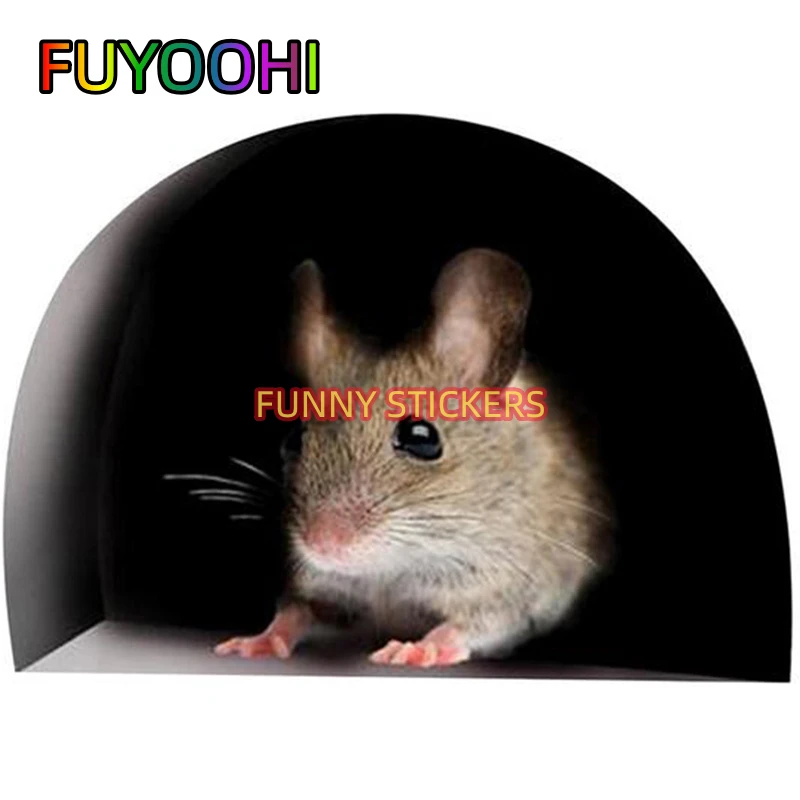 FUYOOHI Mouse Hole Car Decor Living Room Vinyl Wallpaper Decals Moisture Proof Home Decoration Living Room Decor Wall Stickers