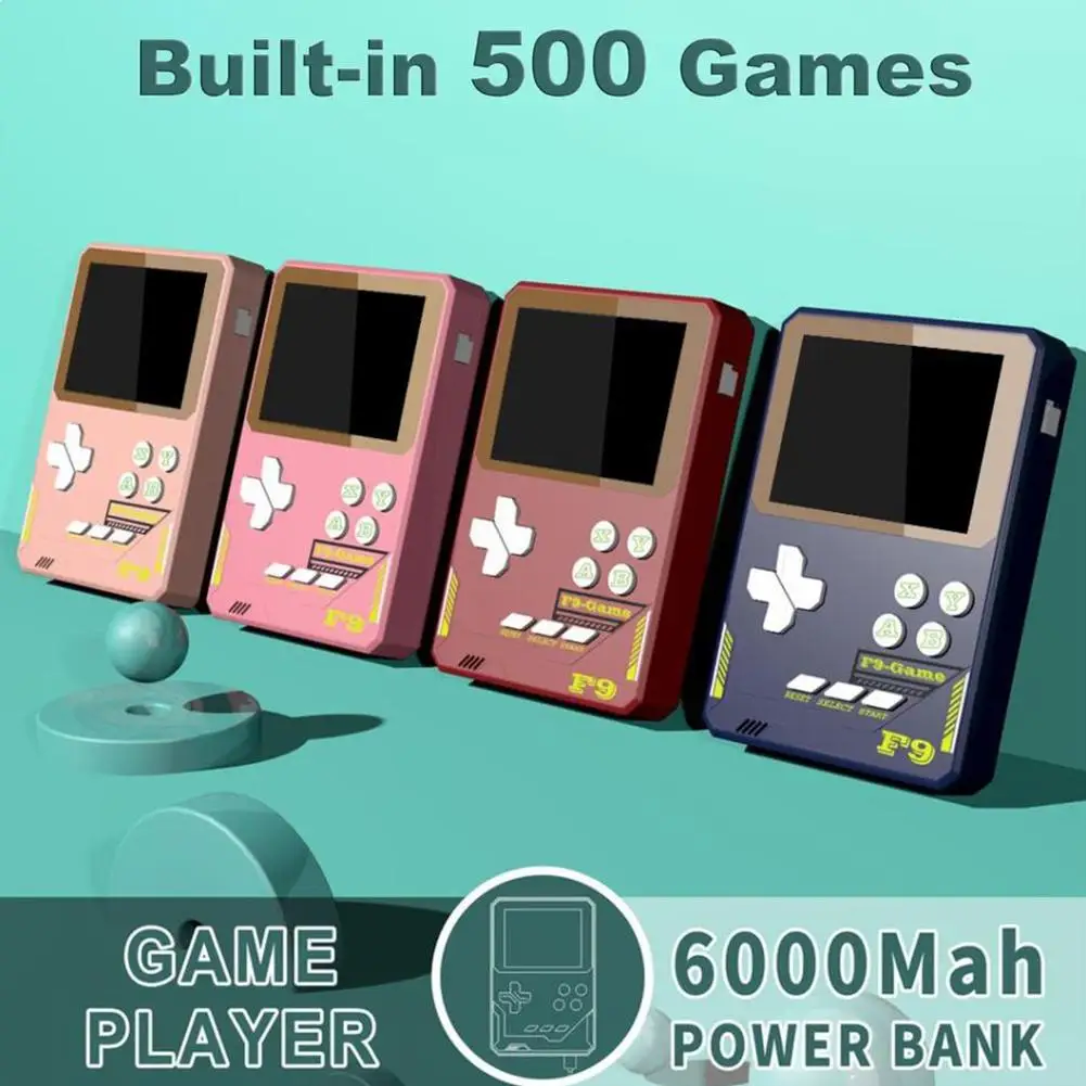 For F9 Handheld Game Console HD 3.5-inch Color Screen Handheld 500-in-1 Gaming Retro Device Classic Power Console Game Bank Y9Q7