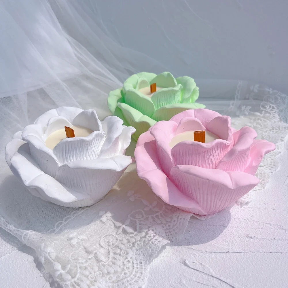 

Rose Shaped Tea Light Holder Candle Mold Valentine's Day Gift idea Gypsum Lamp Flower Candle Holder Mould Cement Candlestick Jar