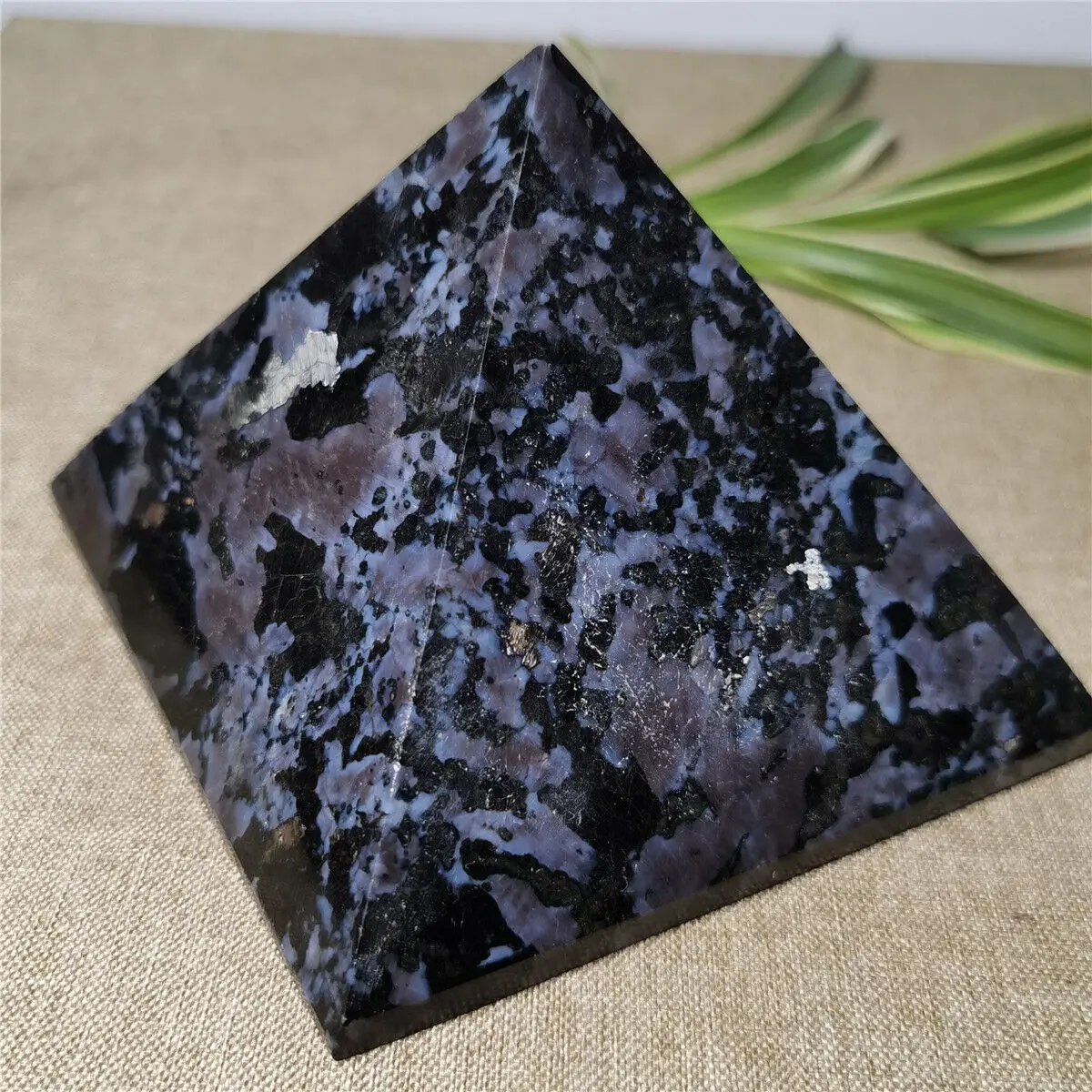 Natural Gabbro Mysterious Merlinite Gemstone Pyramid Crystal Quartz Energy Ore Healing