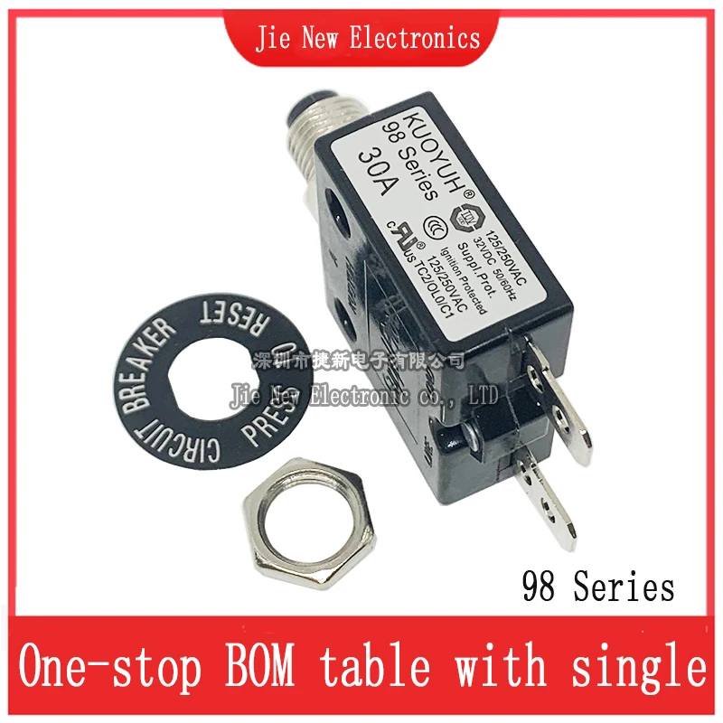 KUOYUH 98 Series breaker 3A 4A 5A 7A 8A 9A 10A 11A 12A 13A 14A 15A 16A 18A  20A 24A 25A 30A 45A 60A current overload protector