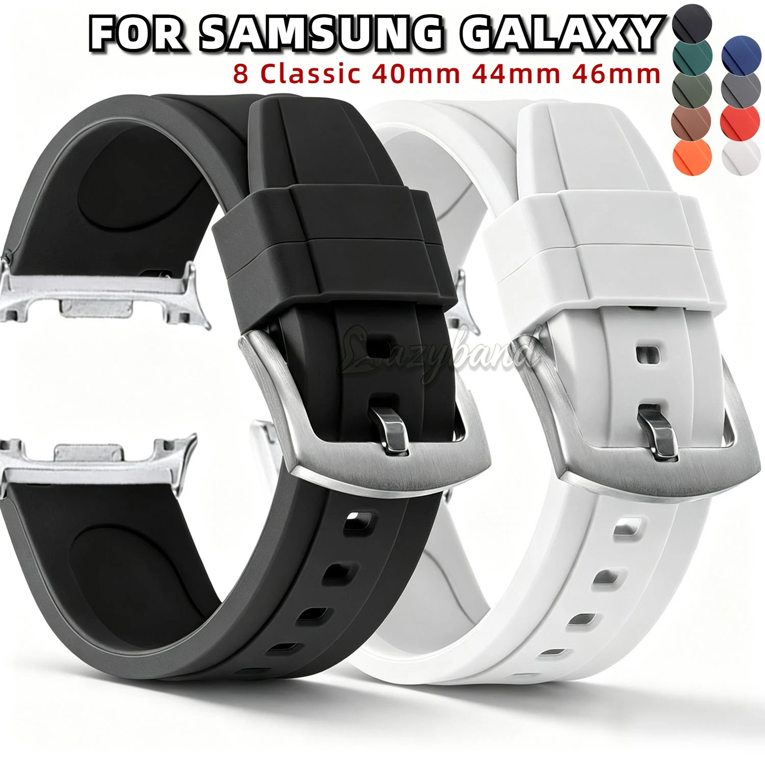 Silicone Band for Samsung Galaxy Watch 8 Classic 40mm 44mm46mm Blue Casual Strap for 7 Ultra 47mm Waterproof Thicken Bracelet