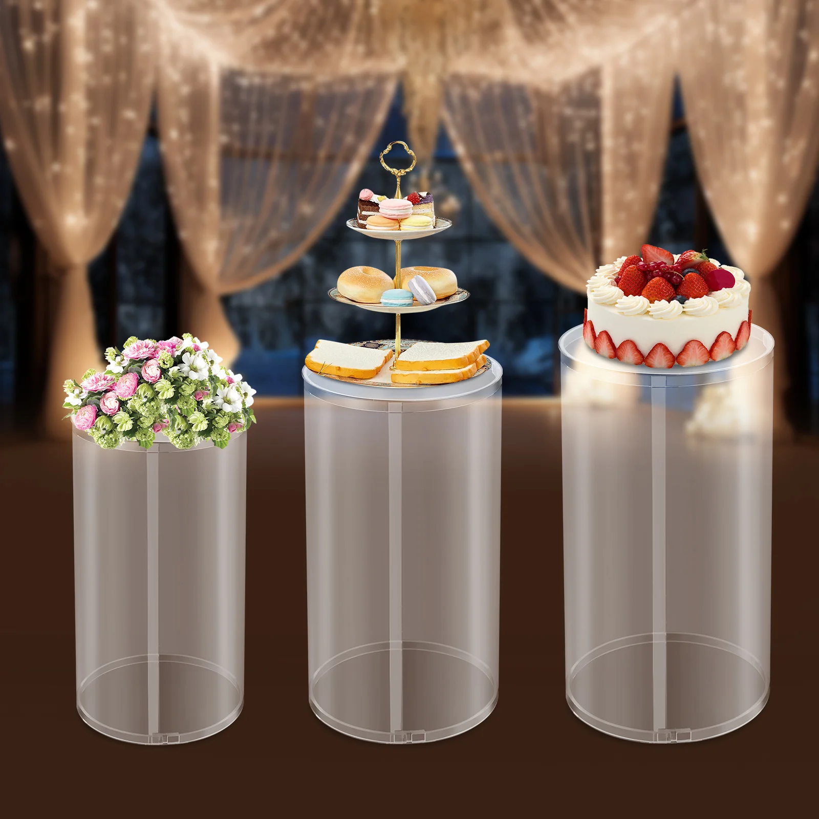 

3 шт. свадебный круглый цилиндр, плинтусы для торта, фон 60/55/50 см, цилиндрическая подставка для торта, десерта, цветочного декора, вечеринки, дня рождения