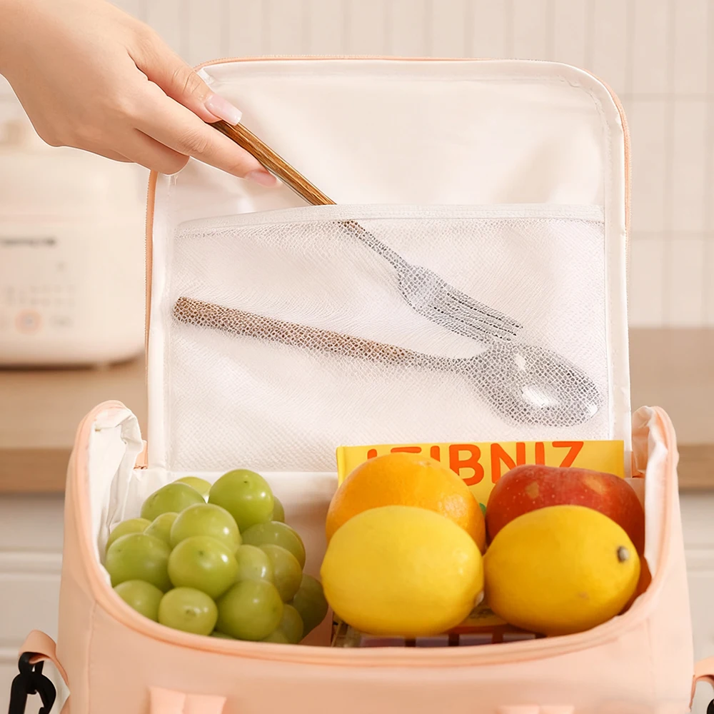 Personalized Logo Insulated Lunch Bag Multi Layer Large Capacity Leakproof Stain Resistant Tote for Work School Camping Picnics