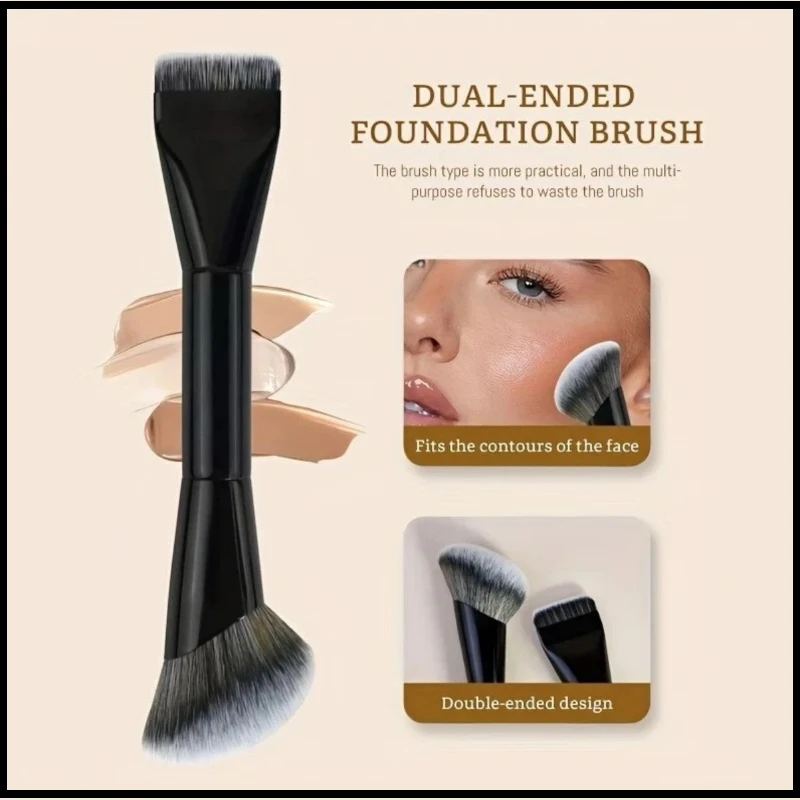 Double Headed Foundation Brush Vegan Cruelty Free Angled Foundation Brush Set Professional Beauty Blending Tool