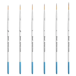Artist Paint Brush 6 Pcs Set Thin Pen Extra Long Fine Point Liner Tip #000#00#0#1#2#3, Scale Models Nail Acrylic Oil Watercolor