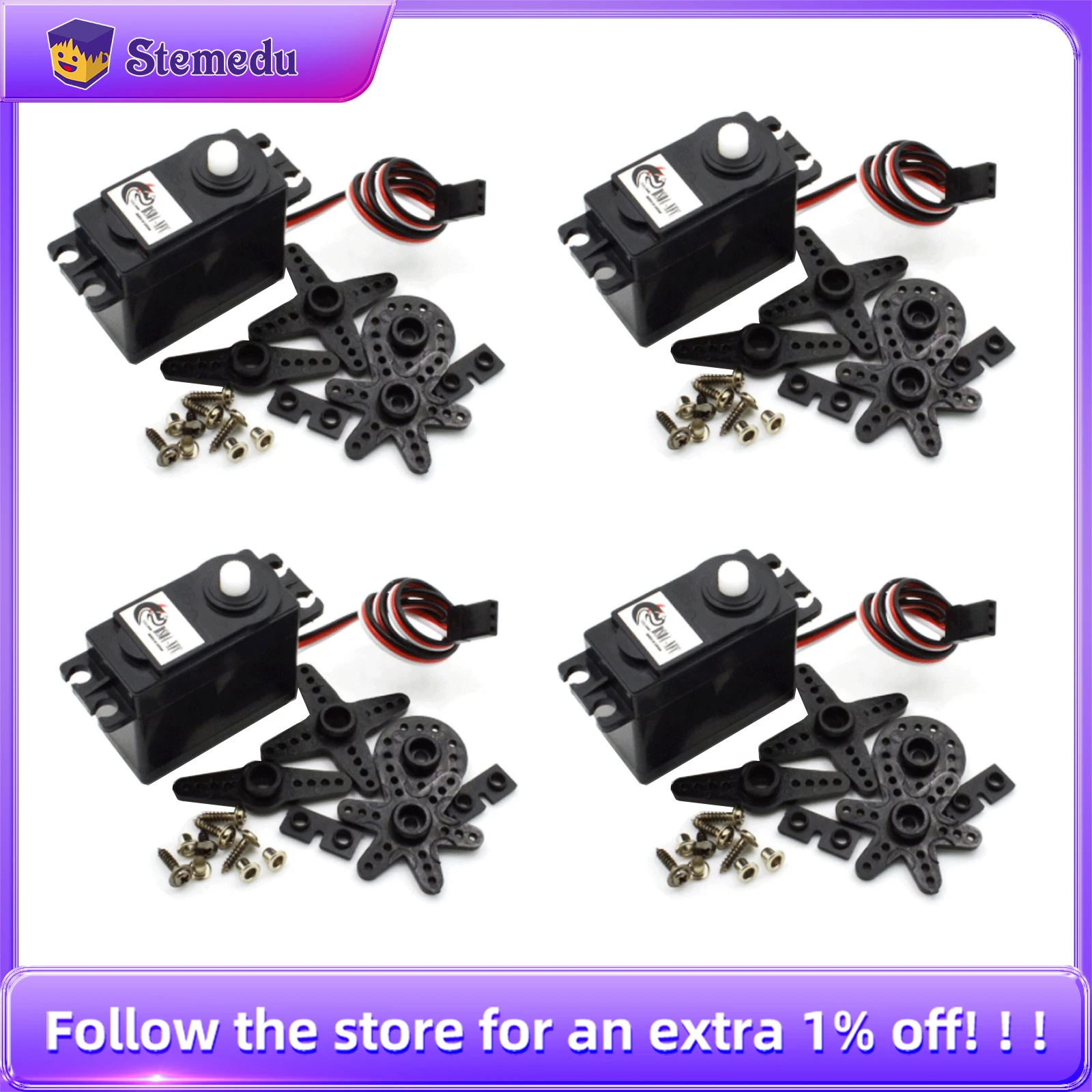 1/2/4/10/100 PCS DS04-NFC DC Gear Motor 360 Degree Continuous Rotation RC Servo 5.5kg/cm Torque 4.8V-6V for Smart Car/Robot DIY