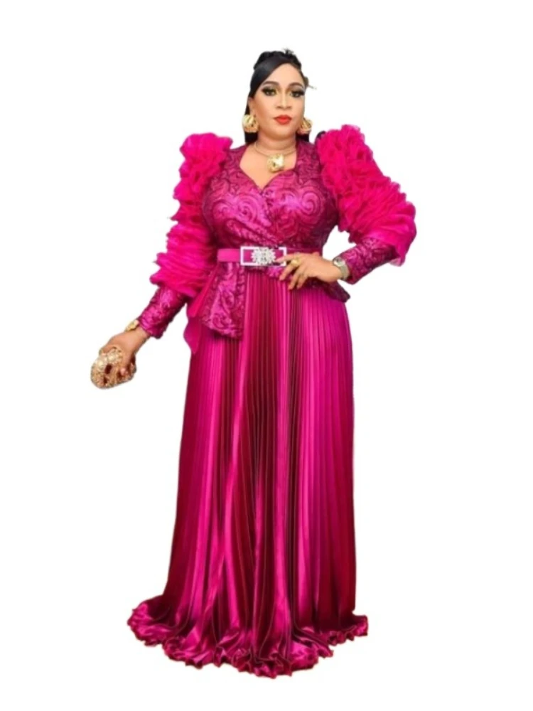 

Plus Size Evening Dresses for Women African Luxury Solid Gown Elegant Outfits Wedding Party Long Dress Ankara Ladies Clothing
