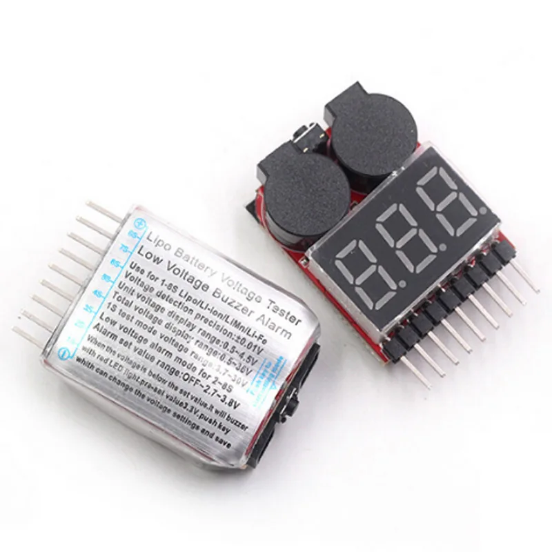 Lipo Battery Voltage Tester Volt Meter Monitor Buzzer Alarm 1-8s 3.7V-22.2V for Rc Lipo Battery Models