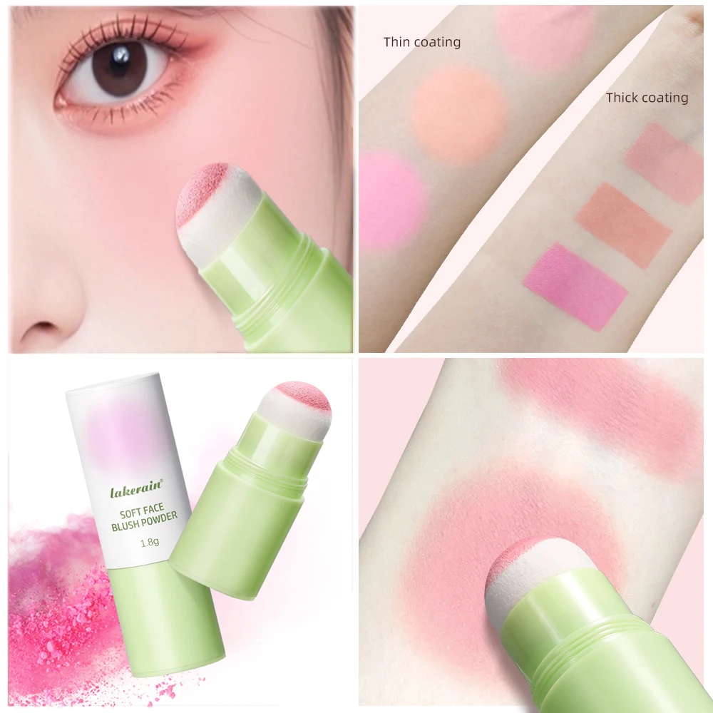 لينة الضباب أحمر الخدود عصا الوجه أحمر الخدود الربت مسحوق أحمر الخدود للخدود لطيف الكورية نمط مقاوم للماء أحمر الخدود الإسفنج فرشاة رئيس 3 ألوان