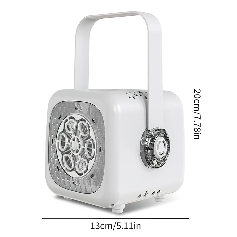 เครื่องเป่าฟองเป่าลมขนาดเล็กมากสำหรับกิจกรรมกลางแจ้งของเด็กอนุบาลเวทีเครื่องไร้แบตเตอรี่และน้ำฟอง