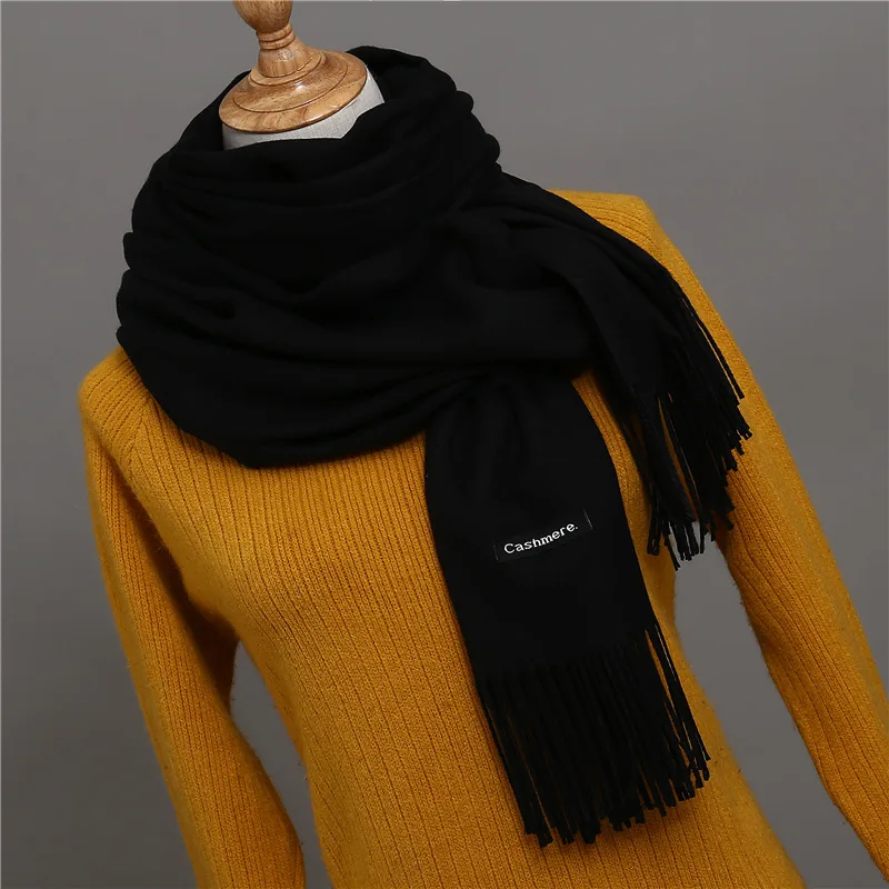 Solid Color Cashmere Scarf for Men Winter Pashmina Warm Neckerchief Navy Black Gray Men\'s Business Scarves Male Bufandas Shawls