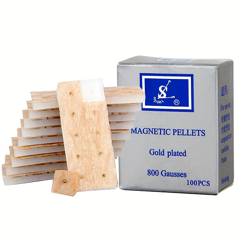 600pcs Gold-plated 800 Gauss Magnetic Beads for Ear Acupuncture Therapy, Acupressure Pellets, Hypoallergenic Stickers