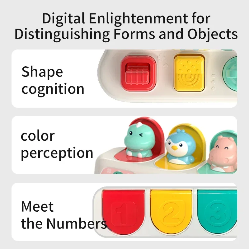 Mesin latihan tekan jari bayi, mainan edukasi dini kartun kotak saklar tersembunyi dan mencari hadiah permainan Montessori