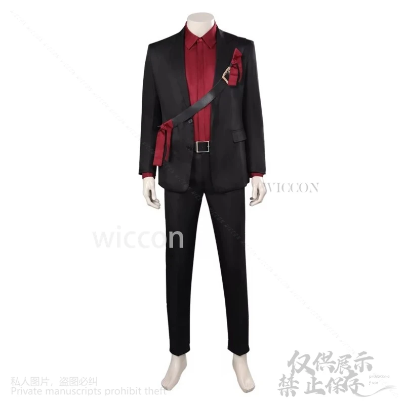 Cos Kenshi Takahashi Косплей Аниме Игра Mortal Kombat Костюм Красная Рубашка Черное Пальто Брюки Сумка Парики Для Хэллоуина Индивидуальные