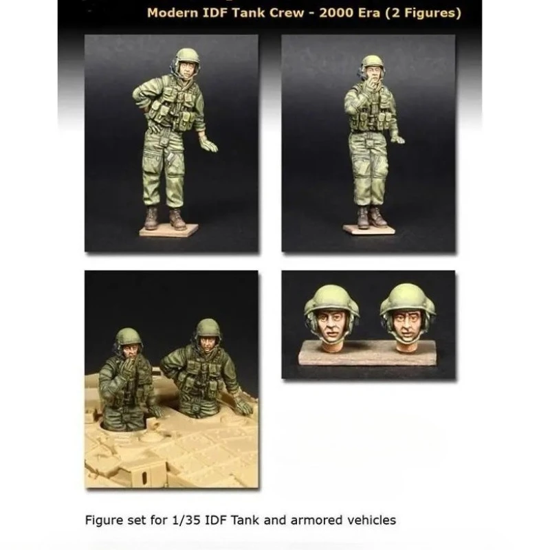 1/35 Scale Diecast Resin Figure Model Kit Modern IDF Tank Crew 2 Figures Unassembled and Unpainted No Tank