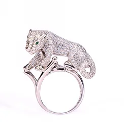 ZOCA Jewelry 925 Sterling Silver Color Leopard Animal Finger Rings For Men Party Gifts Brand Cubic Zircon Fine Rings Wholesale